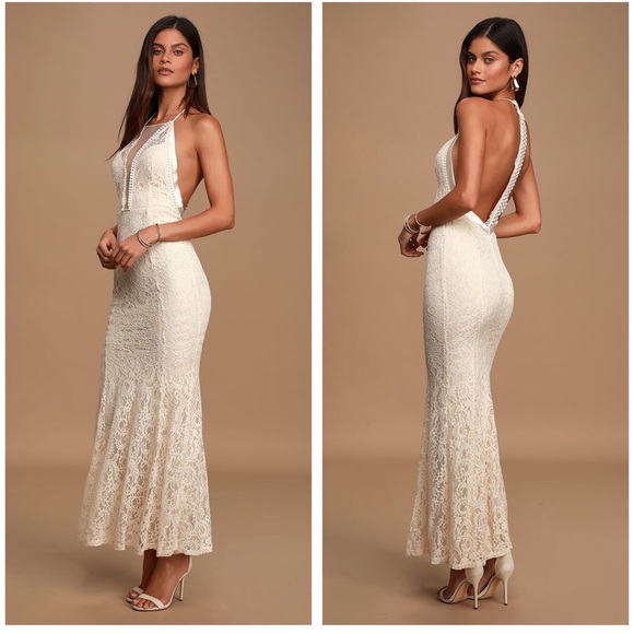 Lulus Dresses & Skirts - ❌sold❌ Lulus Always With Love Cream Satin Lace